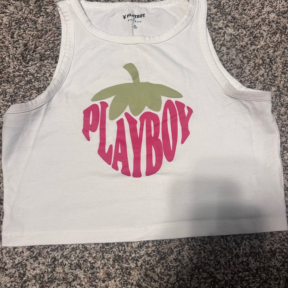 PacSun Kids White and Pink Graphic Tank Top